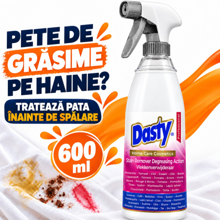 RUFE - DASTY – SOLUȚIE pentru PETE DE GRĂSIME pe HAINE, acțiune degresantă, 600 ml