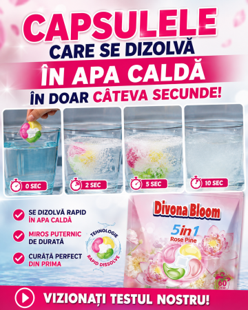 DETERGENT RUFE - Detergent capsule Divona Bloom Rose Pine 5 in 1 60 buc