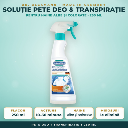 SOLUTII SCOS PETE DIFICILE - Dr. Beckmann soluție pete deodorant și transpirație – 250 ml