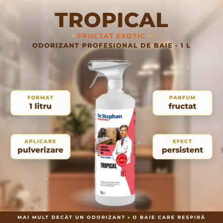 ODORIZANTE CAMERA/BAIE PROFESIONALE - DR. STEPHAN TROPICAL – Odorizant profesional de baie cu pulverizator, fructat-dulce, 1 L