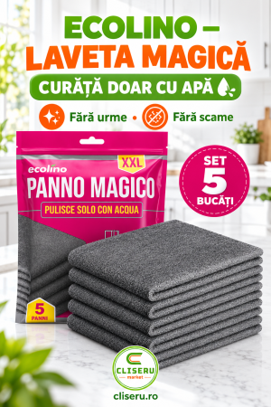 ARTICOLE CURATARE GEAMURI - ECOLINO Laveta Magică din microfibră – set 5 bucăți