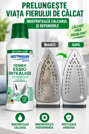 TOP PRODUSE CURATENIA CASEI - HEITMANN SOLUȚIE DE CURĂȚARE ȘI DECALCIFIERE PENTRU FIERUL DE CĂLCAT – 500 ML