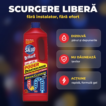 DESFUNDAT TEVI - LA SALUD – Gel pentru DESFUNDAT ȚEVI, acțiune rapidă, 1 L