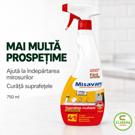 MISAVAN 4 ÎN 1 – Soluție MULTIFUNCȚIONALĂ cu AMONIAC, curățare și degresare, 750 ml [2]