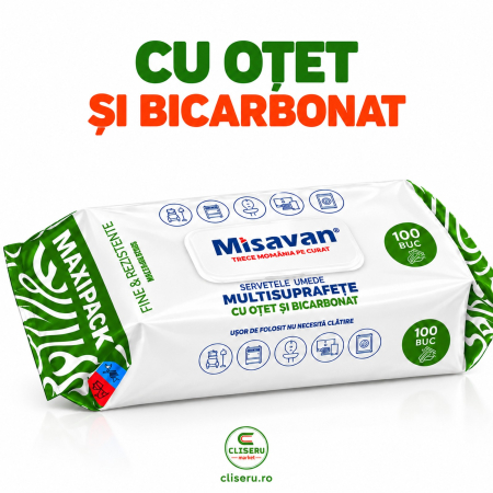 Șervețele umede multisuprafețe Misavan oțet bicarbonat 100 bucăți [2]
