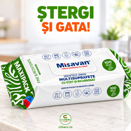 Șervețele umede multisuprafețe Misavan oțet bicarbonat 100 bucăți [1]