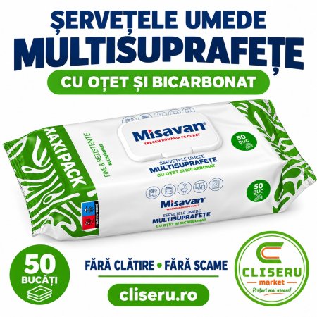 Șervețele umede multisuprafețe Misavan oțet bicarbonat 50 bucăți [2]