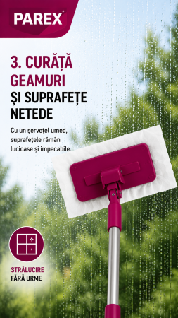 Mop cu Prindere Rapida PAREX QuickPick cu dimensiunea 25x11cm+ 10 servetele umede pentru curatare [8]