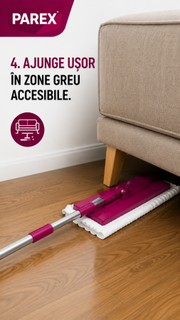 Mop cu Prindere Rapida PAREX QuickPick cu dimensiunea 25x11cm+ 10 servetele umede pentru curatare [5]
