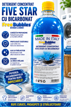 TOP DETERGENTI CU BICARBONAT - NR. 5 DETERGENT RUFE PROFESIONAL FIVE STAR CU CONȚINUT RIDICAT DE BICARBONAT ACTIV  1KG