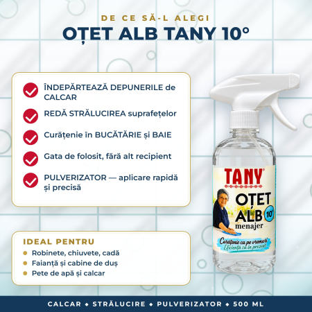 Oțet alb menajer 10 grade TANY cu pulverizator – 500 ml [2]