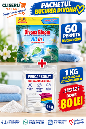 PACHETE CURATENIE - PACHET BUCURIA DIVONA ALPIN CAPSULE 60 CAPSULE + 1 KG PRAF MAGIC(PERCARBONAT ULTRACONCENTRAT)