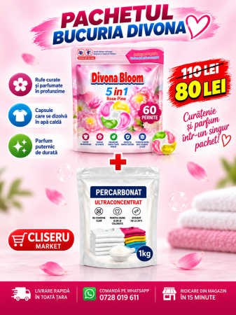 PACHET BUCURIA DIVONA ROSE CAPSULE 60 CAPSULE + 1 KG PRAF MAGIC(PERCARBONAT ULTRACONCENTRAT)