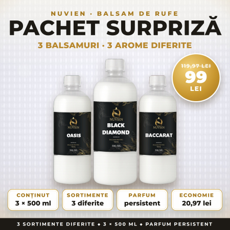 RUFE - PACHET SURPRIZĂ NUVIEN – 3 BALSAMURI DE RUFE CONCENTRATE, 3 SORTIMENTE DIFERITE, 3 × 500 ml