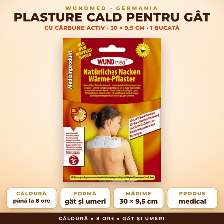 ÎNGRIJIRE PERSONALĂ - Plasture cald pentru gât și umeri WUNDmed – 30 × 9,5 cm