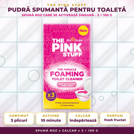 BAIE - Pudră spumantă pentru toaletă The Pink Stuff – 3 x 100 g