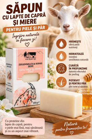 SAPUN LAPTE CAPRA/CAMILA - Sapun cu lapte de capra si miere 100g