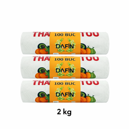 PUNGI - Set 3 x 100 pungi biodegradabile tip maieu DAFIN, rola, 2 kg