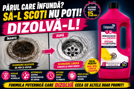 TOP PRODUSE CURATENIA CASEI - FULGURANT SOLUTIE FORTE DIZOLVARE PAR PENTRU TEVI 800ML