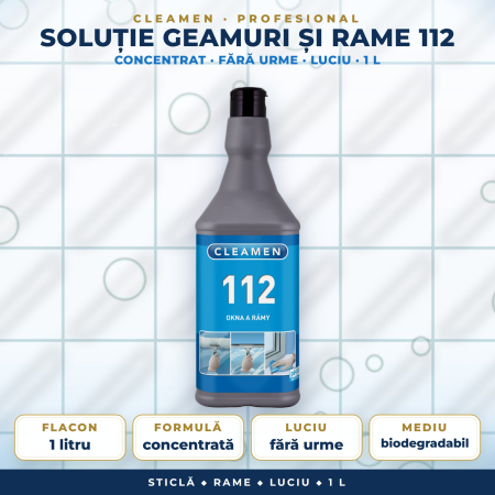 SOLUȚII MULTISUPRAFEȚE - Soluție geamuri și rame Cleamen 112 concentrat – 1 L