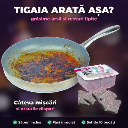 YORK – Lână de oțel cu SĂPUN pentru GRĂSIME ARSĂ, set 10 bucăți [1]