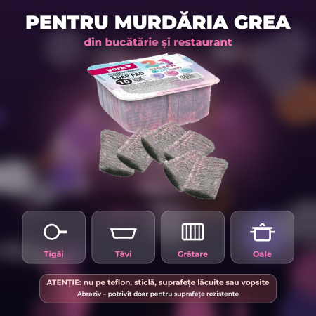 YORK – Lână de oțel cu SĂPUN pentru GRĂSIME ARSĂ, set 10 bucăți [2]