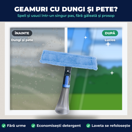 YORK – Racletă 3 în 1 pentru GEAMURI FĂRĂ URME, cu pulverizator și microfibră [1]
