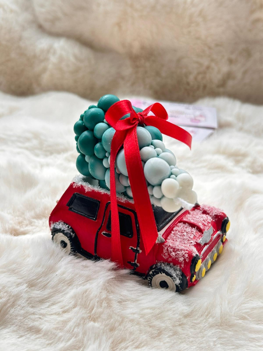 Masinuta Lumanare Craciun Fericit si bradut din ceara de soia [3]