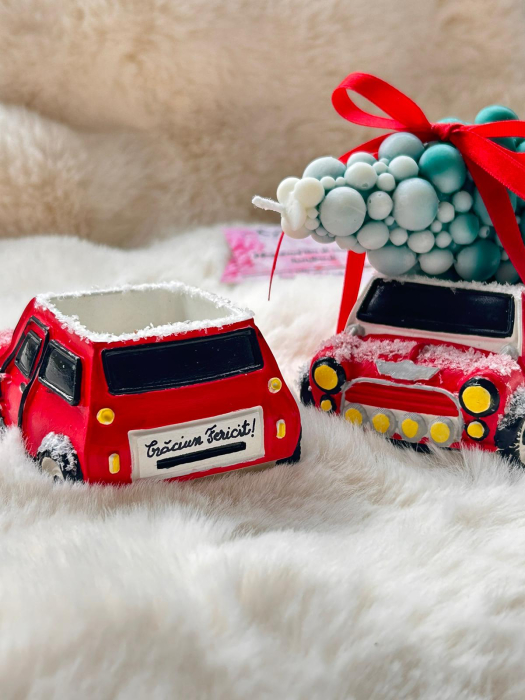 Masinuta Lumanare Craciun Fericit si bradut din ceara de soia [2]