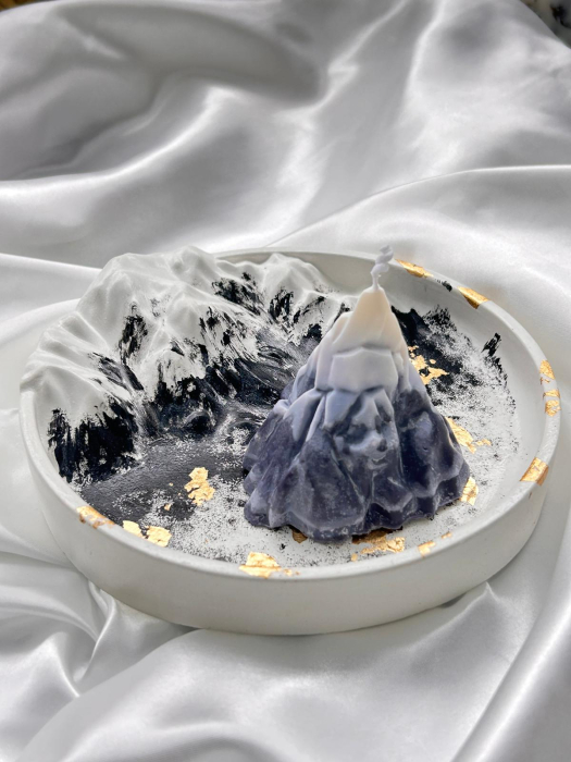 Tavita decorativa ceramica si lumanare munte [3]