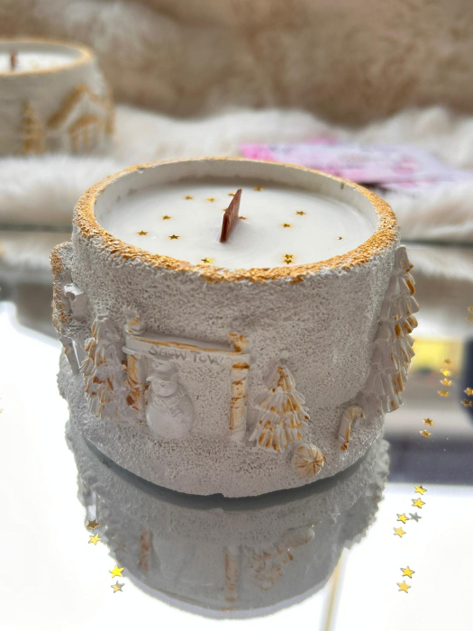 Lumanare Tablou de iarna din ceara de soia, in recipient ceramic [2]