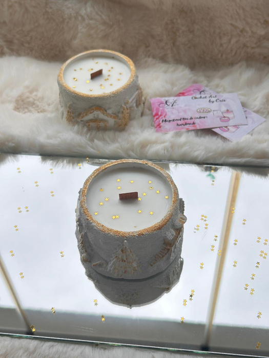 Lumanare Tablou de iarna din ceara de soia, in recipient ceramic [3]