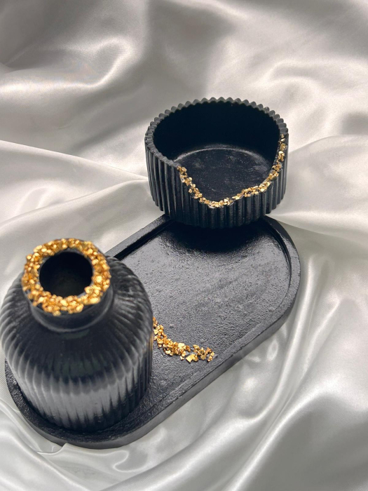 Set decorativ tavita,suport si vaza [4]