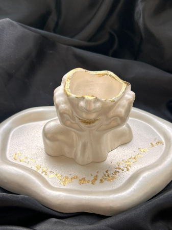 Seturi din ceramica - Set cadou recipient elegant si tavita