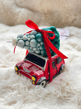 Craciun - Masinuta Lumanare Craciun Fericit si bradut din ceara de soia