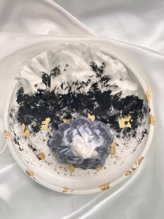 Tavita decorativa ceramica si lumanare munte [1]