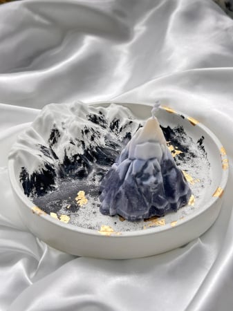 Tavita decorativa ceramica si lumanare munte [2]