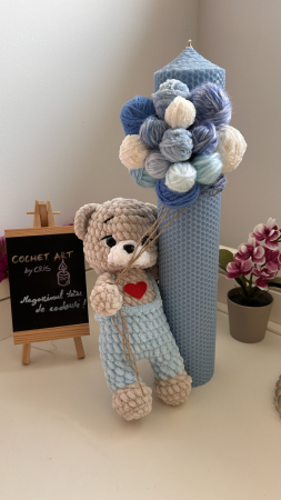 Lumanari botez - Lumanare Botez cu Ursulet albastru