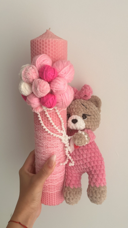 Lumanare Botez cu Ursulet roz [1]