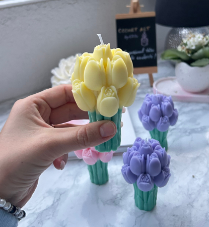 Lumanari artizanale - Lumanare Buchet de Lalele