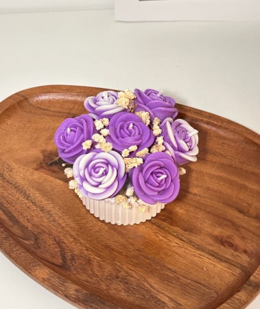 Aranjamente flori din ceara - Mini aranjament cu Trandafiri mov