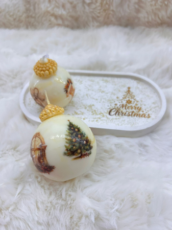 Set decorativ de Craciun – Tavita ceramica si doua globuri parfumate din ceara de soia [2]