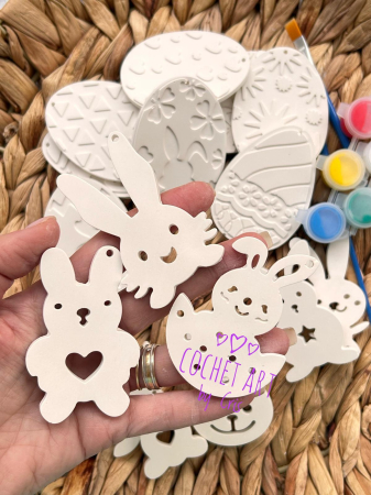 Set pictura Paste din ceramica cu 8 oua si 8 iepurasi [2]