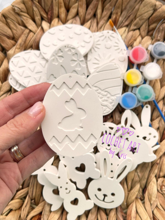 Set pictura Paste din ceramica cu 8 oua si 8 iepurasi [1]