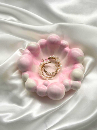 Obiecte ceramica - Tavita ceramica roz cu forme organice