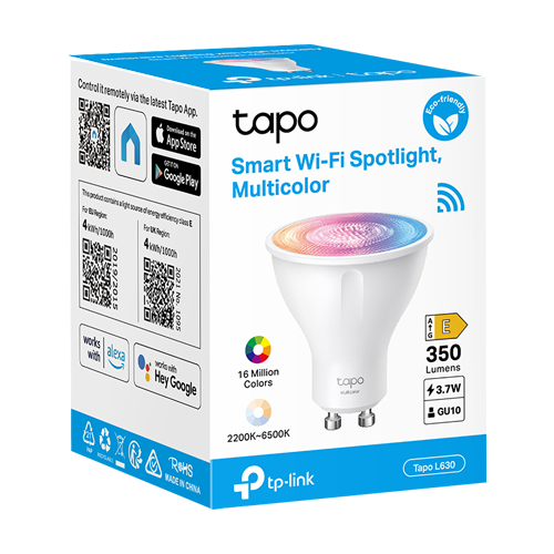 Bec LED smart Wi-Fi, RGB, 2200-6500K, intensitate ajustabila, 350 lm, GU10 - TP-Link Tapo TapoL630 [4]