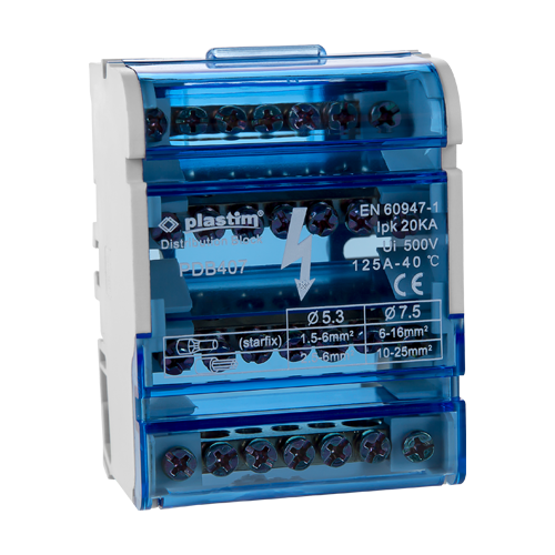 Bloc de distributie electrica, 4x7 poli, 125A - Plastim PDB407 [2]