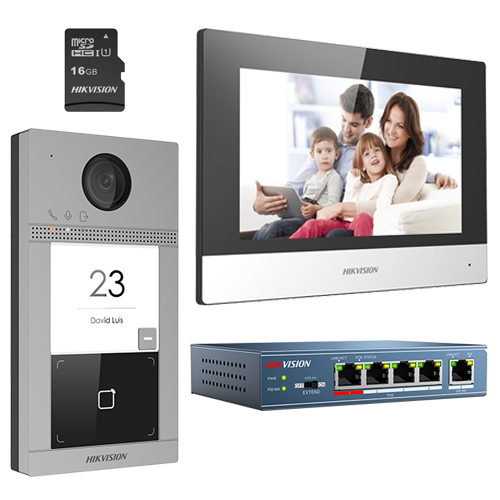 KIT videointerfon pentru o familie, Wi-Fi 2.4Ghz, monitor 7 inch - HIKVISION DS-KIS604-S [4]