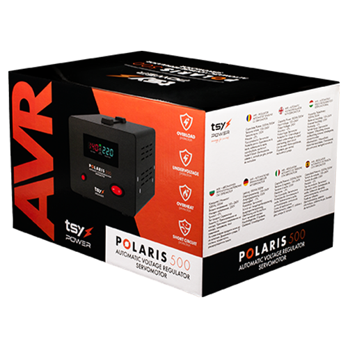 Regulator de tensiune cu servomotor, 500VA, tensiune la intrare 150-260V, delay 6-180s AVR-POLARIS-500VA [8]