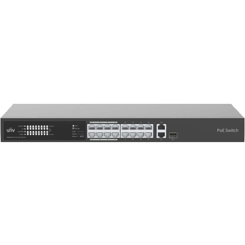 Switch 16 porturi PoE 100Mbps, uplink 2 x Gigabit RJ45 1 x SFP combo - UNV NSW2020-16T1GT1GC-POE-IN [2]